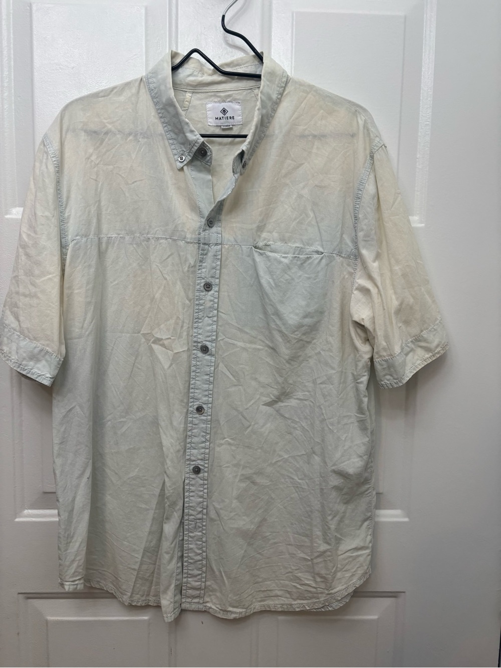 Men's Short Sleeve Button-Down Shirt in Off-White